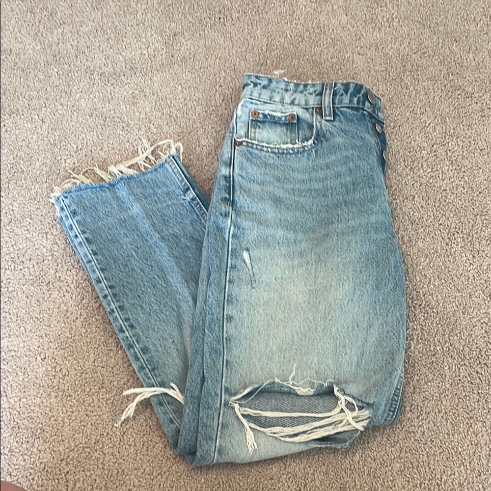 Zara Light Blue Distressed Women Jeans